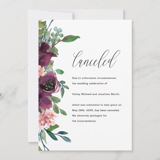 Aankondiging van annulering van een Floral Wedding (Voorkant)