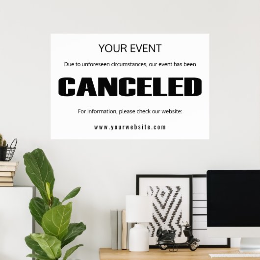 Aankondiging van annulering van gebeurtenissen een poster (Thuiskantoor)
