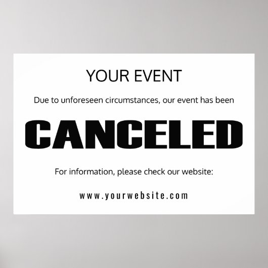 Aankondiging van annulering van gebeurtenissen een poster (Voorkant)