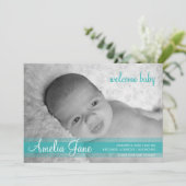 Aankondiging van Aqua Green Modern Baby (Staand voorkant)