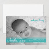 Aankondiging van Aqua Green Modern Baby (Voorkant / Achterkant)