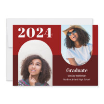 Aankondiging van Arch Burgundy Two Photo Afstudere