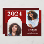 Aankondiging van Arch Burgundy Two Photo Afstudere (Voorkant / Achterkant)