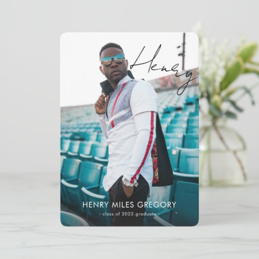 Aankondiging van Autograaf Afstuderen foto (Staand voorkant)