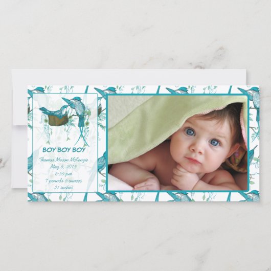 Aankondiging van Baby Boy Baby Bird Afbeelding (Voorkant)