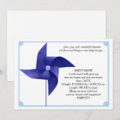 Aankondiging van Baby Boy Blue Pinwheels (Voorkant / Achterkant)