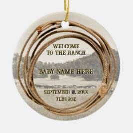 Aankondiging van baby cowboy of cowgirl keramisch ornament