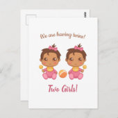 Aankondiging van Baby Girl Twins Briefkaart (Voorkant / Achterkant)