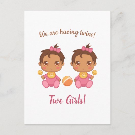 Aankondiging van Baby Girl Twins Briefkaart (Voorkant)