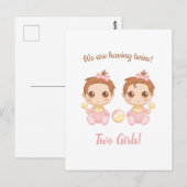 Aankondiging van Baby Girl Twins Briefkaart (Voorkant / Achterkant)