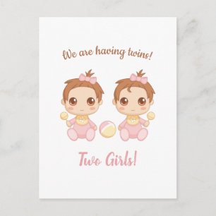 Aankondiging van Baby Girl Twins Briefkaart