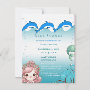 Aankondiging van Baby Meisje Onder de Zee Shower