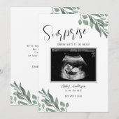 Aankondiging van baby met neutrale groene kaart en (Voorkant / Achterkant)