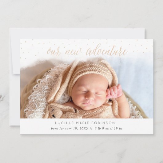 Aankondiging van baby - Ons nieuwe avontuurlijk go (Voorkant)
