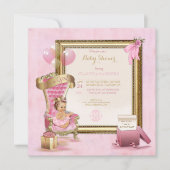 Aankondiging van baby shower Princess Crown Gold P (Voorkant)