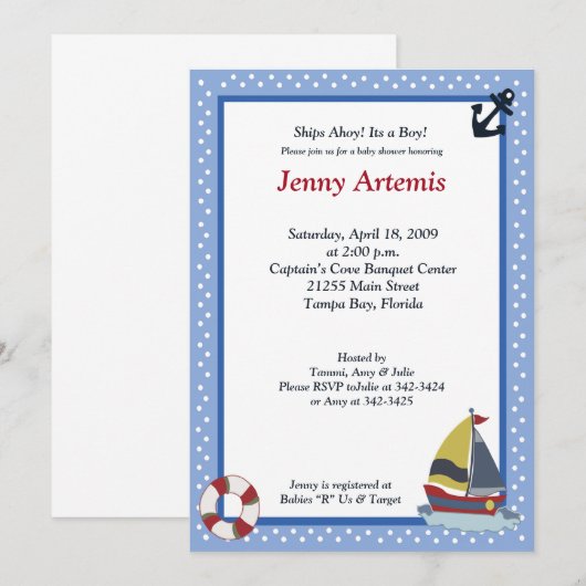 Aankondiging van Baby shower voor het afleveren va (Voorkant / Achterkant)