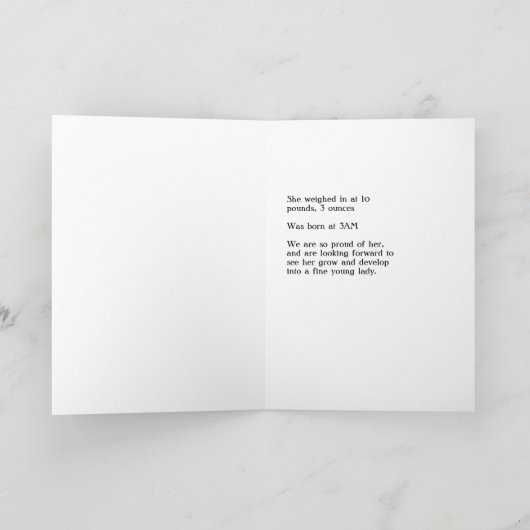 Aankondiging van Baby ter bevalling voor meisje: v (Binnen)