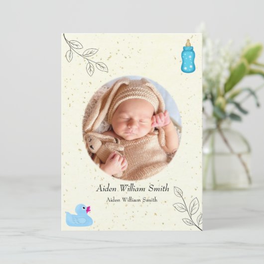 Aankondiging van Baby voor Rubber Ducky Floral Ric (Staand voorkant)
