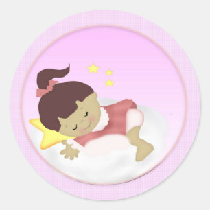 Aankondiging van BabyGirl/Shower Magnets Ronde Sticker