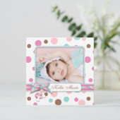 Aankondiging van babymeisje met polkadots (Staand voorkant)