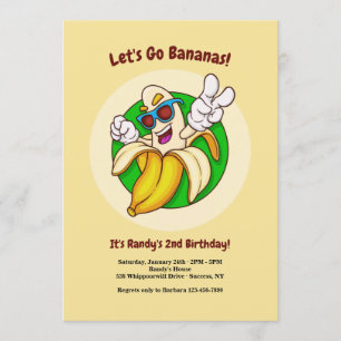 Aankondiging van Bananas Character Birthday Party