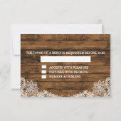 Aankondiging van Barn Wood en Lace Wedding RSVP (Achterkant)