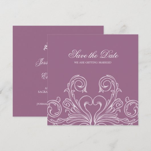 Aankondiging van Barokke stijl Save the Date (Voorkant / Achterkant)