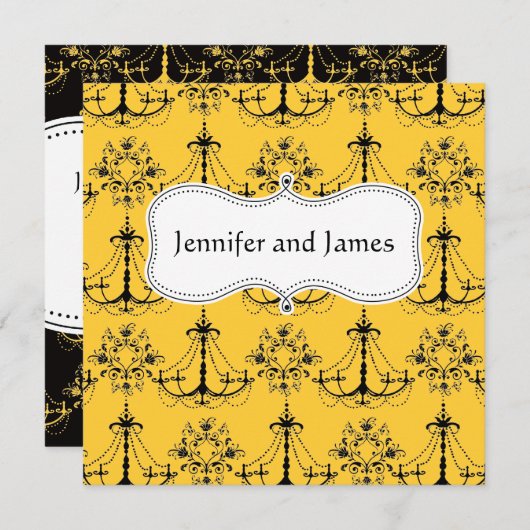 Aankondiging van bewaar-de-datum met gele kroonluc (Voorkant / Achterkant)