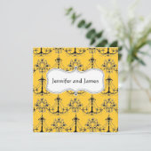 Aankondiging van bewaar-de-datum met gele kroonluc (Staand voorkant)