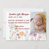 Aankondiging van bewerkbare foto's Floral Adoption (Voorkant)