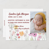 Aankondiging van bewerkbare foto's Floral Adoption (Voorkant / Achterkant)