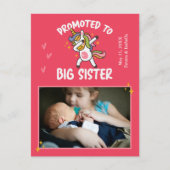 Aankondiging van Big Sister Unicorn Foto Briefkaart (Voorkant)