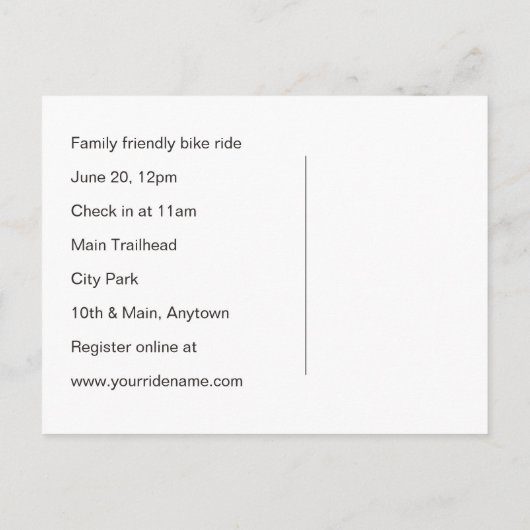 Aankondiging van Bike Ride Bicycle Event (Achterkant)