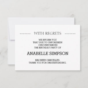 Aankondiging van 'Birthday Party-annulering'-kaart