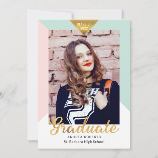 Aankondiging van Black Gold Geometric Photo Afstud (Voorkant)