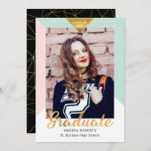 Aankondiging van Black Gold Geometric Photo Afstud (Voorkant / Achterkant)