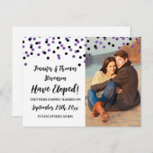 Aankondiging van Black Paars Confetti Photo Elopem (Voorkant / Achterkant)