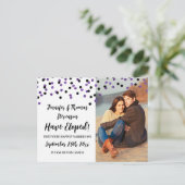 Aankondiging van Black Paars Confetti Photo Elopem (Staand voorkant)