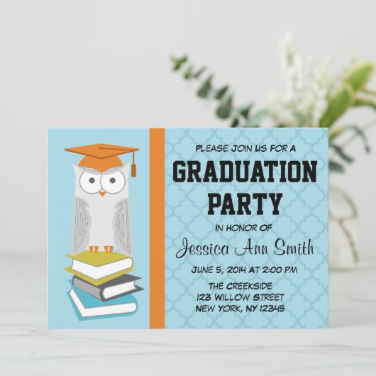 Aankondiging van blauw/Oranje Afstuderen (Staand voorkant)