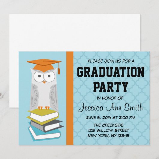 Aankondiging van blauw/Oranje Afstuderen (Voorkant / Achterkant)