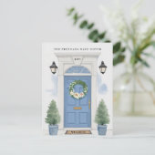 Aankondiging van blauwe voorkleppen briefkaart (Staand voorkant)