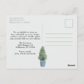 Aankondiging van blauwe voorkleppen briefkaart (Achterkant)