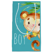 Aankondiging van Blue Cute Monkey Baby Boy Klein Cadeauzakje (Voorkant)