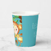 Aankondiging van Blue Cute Monkey Baby Boy Papieren Bekers (Links)