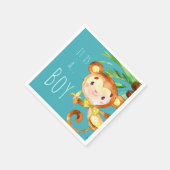 Aankondiging van Blue Cute Monkey Baby Boy Servet (Hoek)