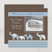 Aankondiging van Blue Elephant Baby Boy (Voorkant / Achterkant)