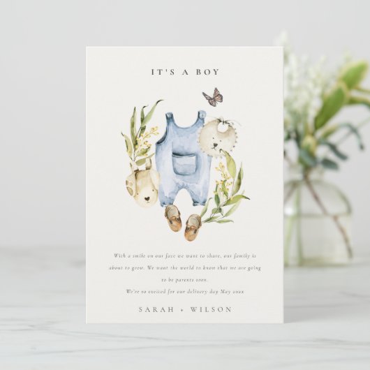 Aankondiging van Blue Leafy Foliage Clothes Boy Ba (Staand voorkant)