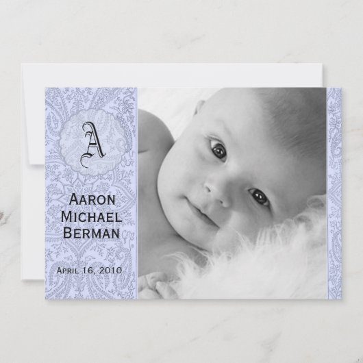 Aankondiging van Blue Paisley Baby Boy (Voorkant)