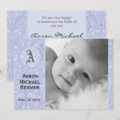 Aankondiging van Blue Paisley Baby Boy (Voorkant / Achterkant)