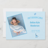 Aankondiging van Blue Photo Newborn Baby Boy (Voorkant)